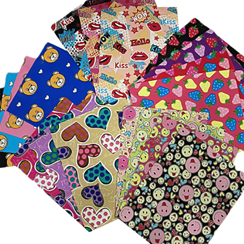 Fargerikt trykt kunstig skinn for veske