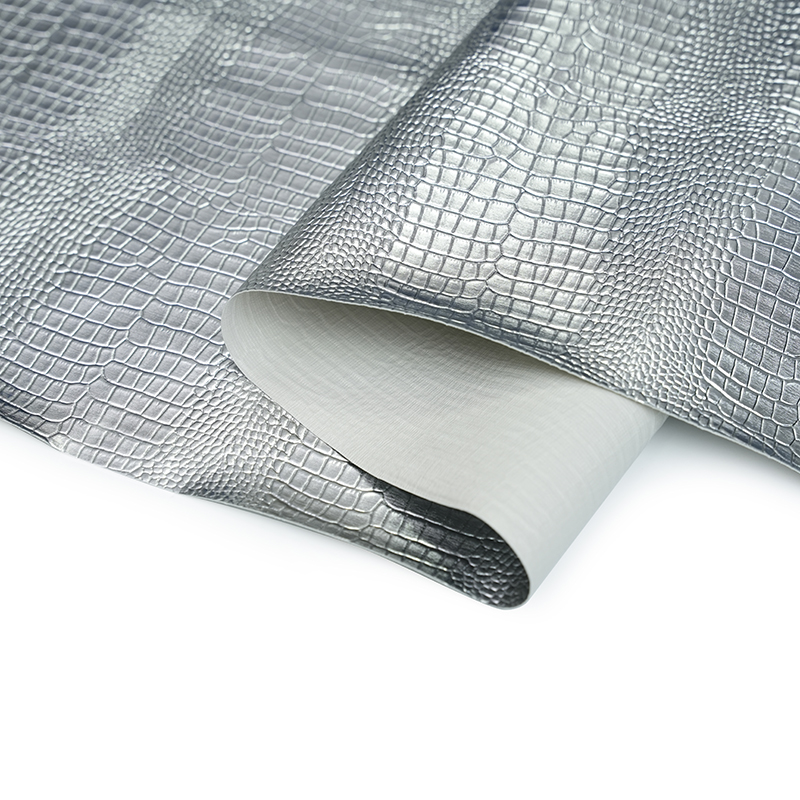 Sølvmetallisk kunstig skinn for veske